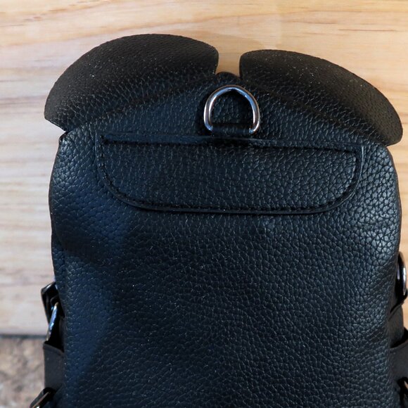 Minnie Mouse Style Mini Back Pack Purse Faux Leather Black with Red Bow Cute - Picture 8 of 12